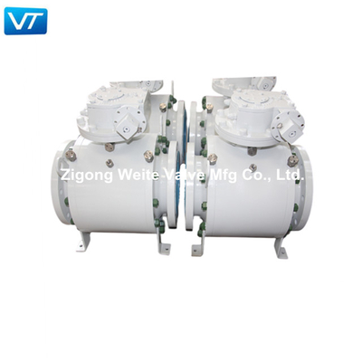 Trunnion χάλυβα βαλβίδων σφαιρών ενεργοποιητών API 6D ηλεκτρική σφυρηλατημένη βαλβίδα σφαιρών A350