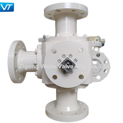 Τ τύπων API 6D σφαιρών υψηλή πλατφόρμα μίσχων ISO5211 βαλβίδων γυμνή τριπλή
